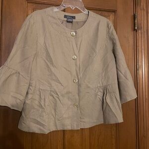 George‎ ME Urban Khaki Linen Blend Button Up Collarless Blazer/Jacket, Size 18